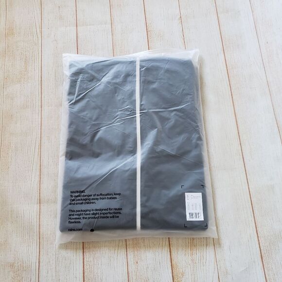 Rains Long Reflective Raincoat Jacket in Black Reflective with Hood Unisex Large - Picture 8 of 9